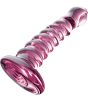 Ribbed Pink Glass Dildo thick spirals