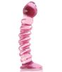 Ribbed Pink Glass Dildo